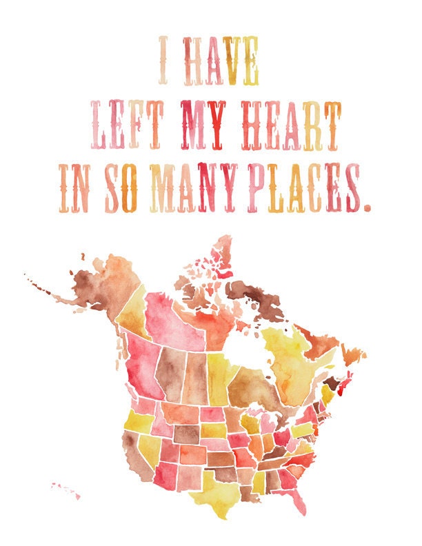 Left My Heart Print with USA and Canada