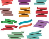 Retro Banners Clipart Clip Art 3, Vintage Ribbons Clipart Clip Art - Commercial and Personal Use