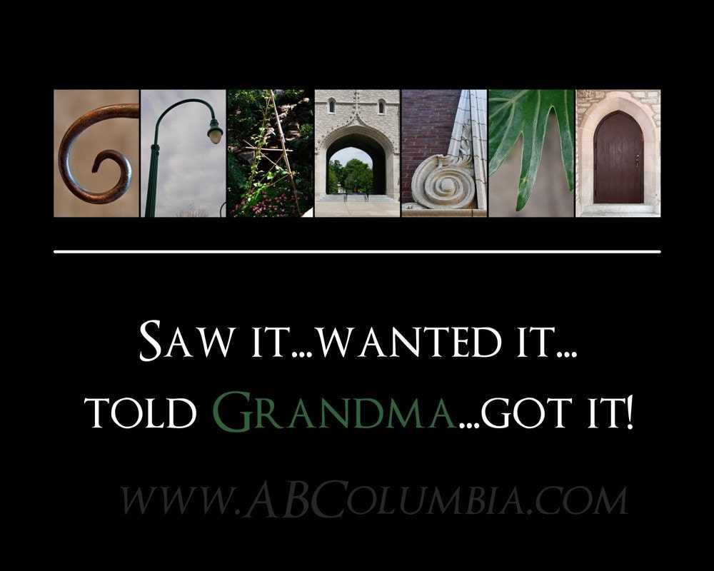 Grandma Funny Quote ALPHABET PHOTO 8x10 Print