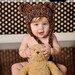 Crocheted Teddy Bear Earflap Hat - Photo Prop (Newborn, 3-6, 6-12 months)