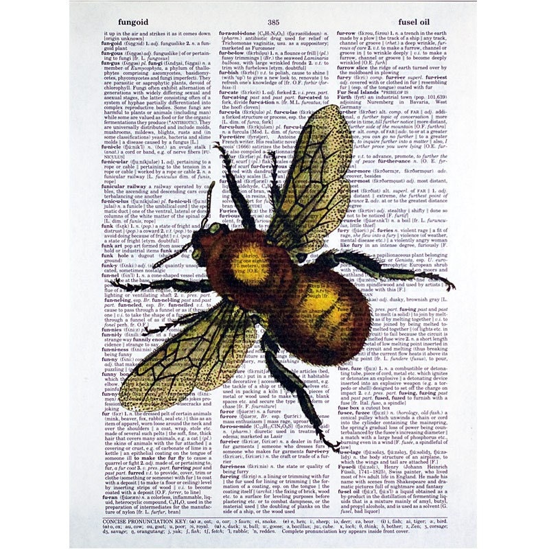 Golden Honey Bee Print on a Vintage Dictionary Page
