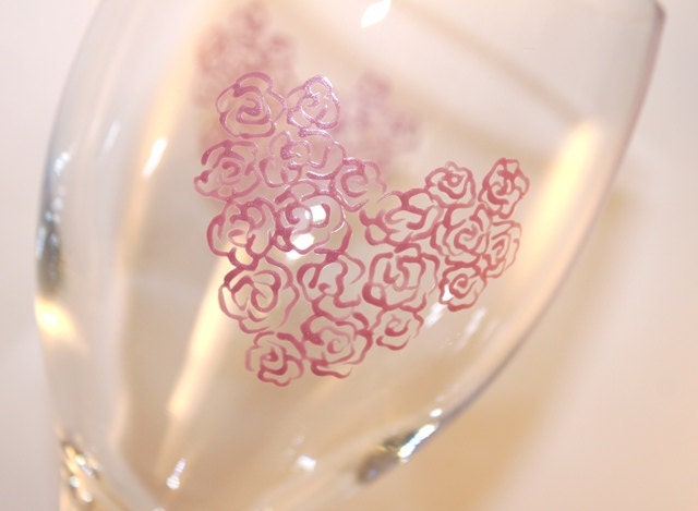 HEART OF ROSES Painted Wine Glass - Hand-painted & Personalized