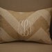 Monogrammed Neutral Chevron Print Throw Pillow-12x16