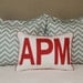 White Standard Size Pillow Jumbo Red 3-Letter Appliqué with Cording