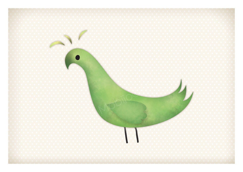 Parrot nursery art-postcard with envelope-print from original illustration