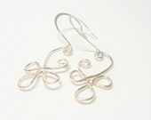 Silver Floral Swirl Earrings- Wire Wrapped- Celtic- Handmade Jewelry