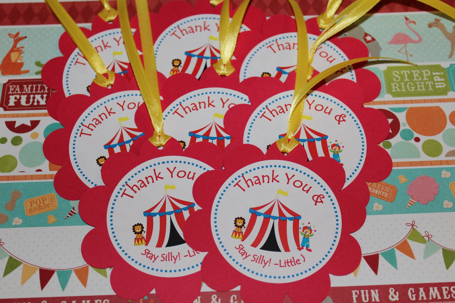 Personlaized Circus Large Favor Tags-Set of 12