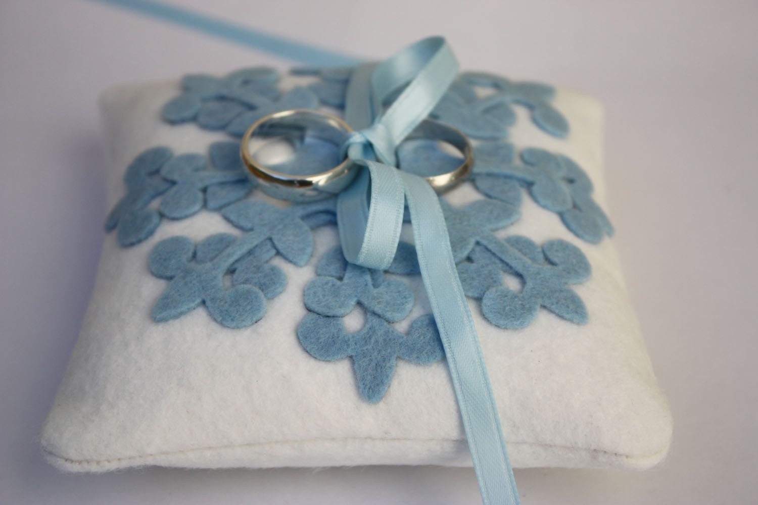 Felt Ring Bearer Pillow Winter Blue Snowflake