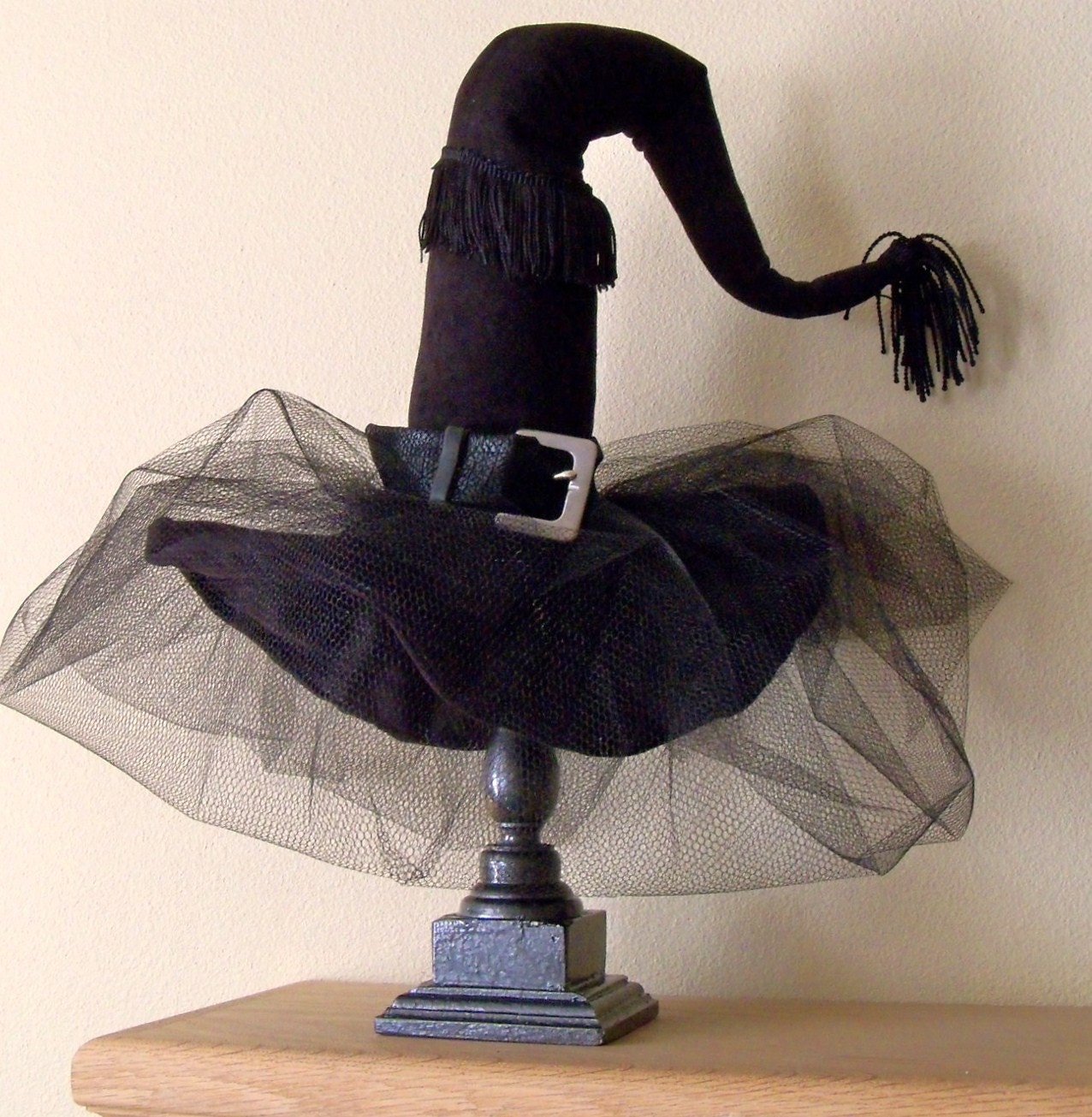 Witch Hat - Halloween -Diva Witch Hat Decor, Black on Black - Witch Hat Decor - by JoJo's Bootique
