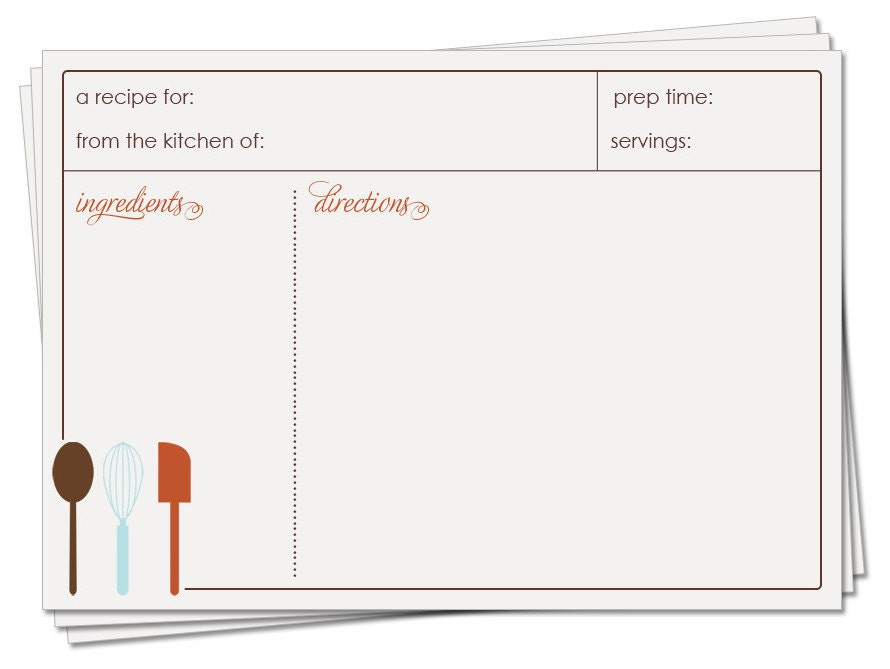 PRINTABLE - Recipe Card (Stock the Kitchen Party)