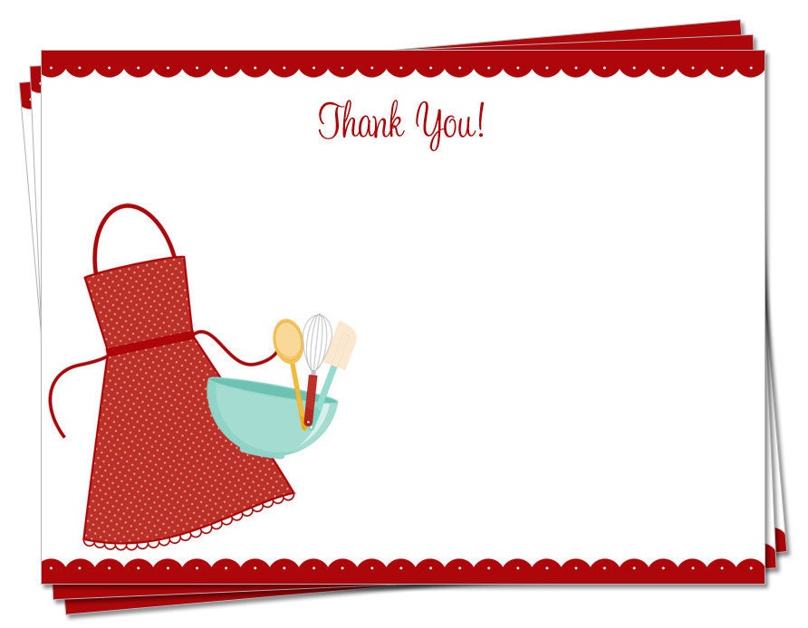 PRINTABLE - Stationery, Notecard, Thank You, Bridal Shower (Kiss the Cook)