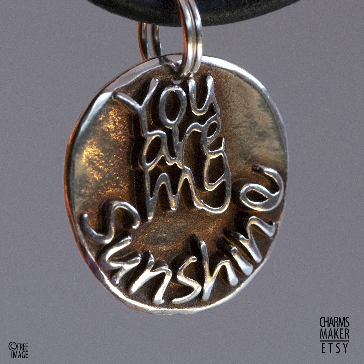 My sunshine  (012) ... Inspirational quote Silver pendant