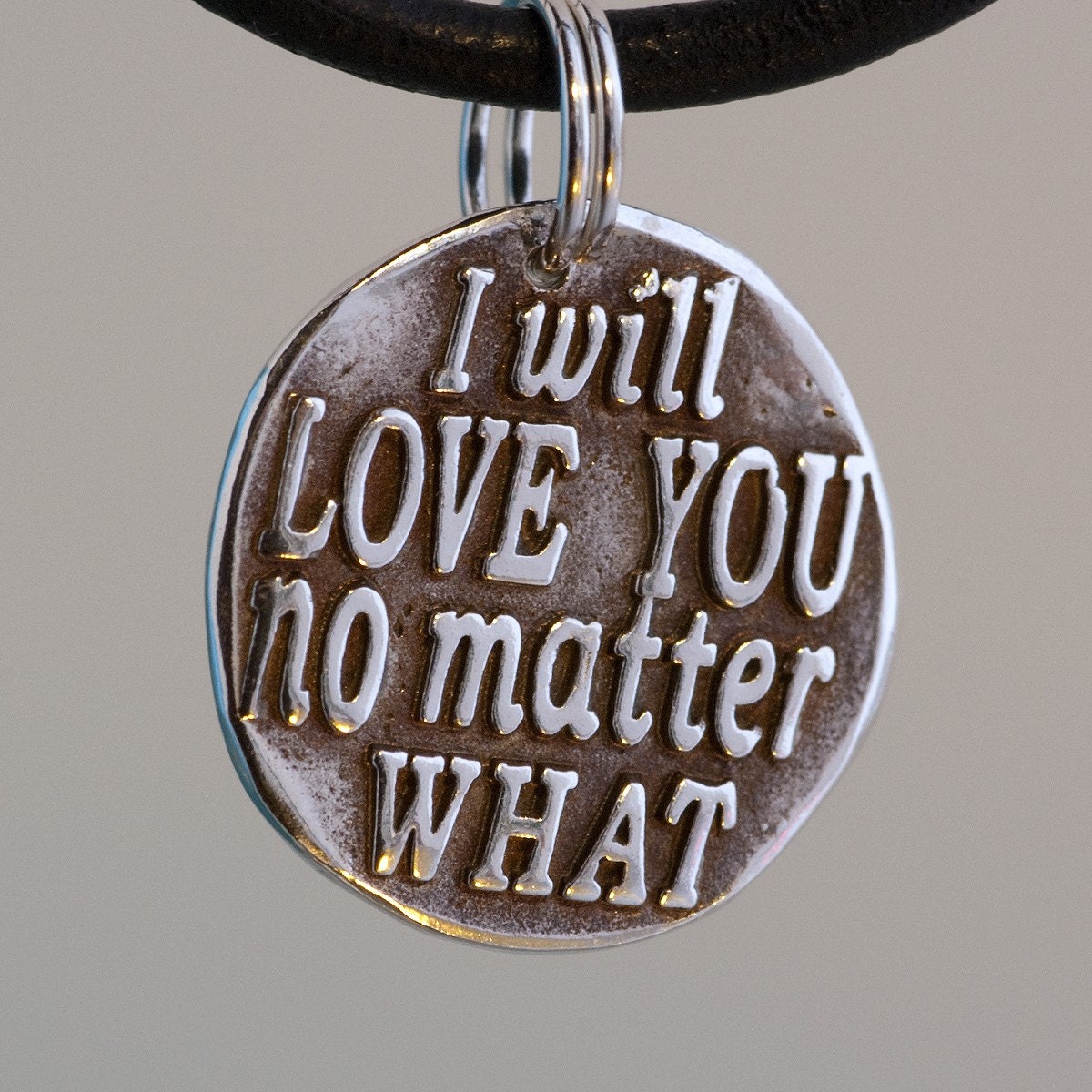 I will love you ... (004) Inspirational quote Silver pendant