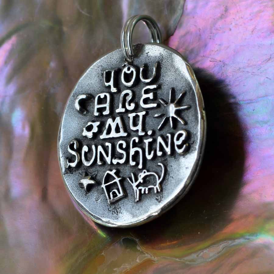 Discount - You are my Sunshine ... Inspirational quote Silver pendant