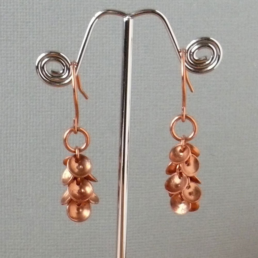 earrings disk dangle copper