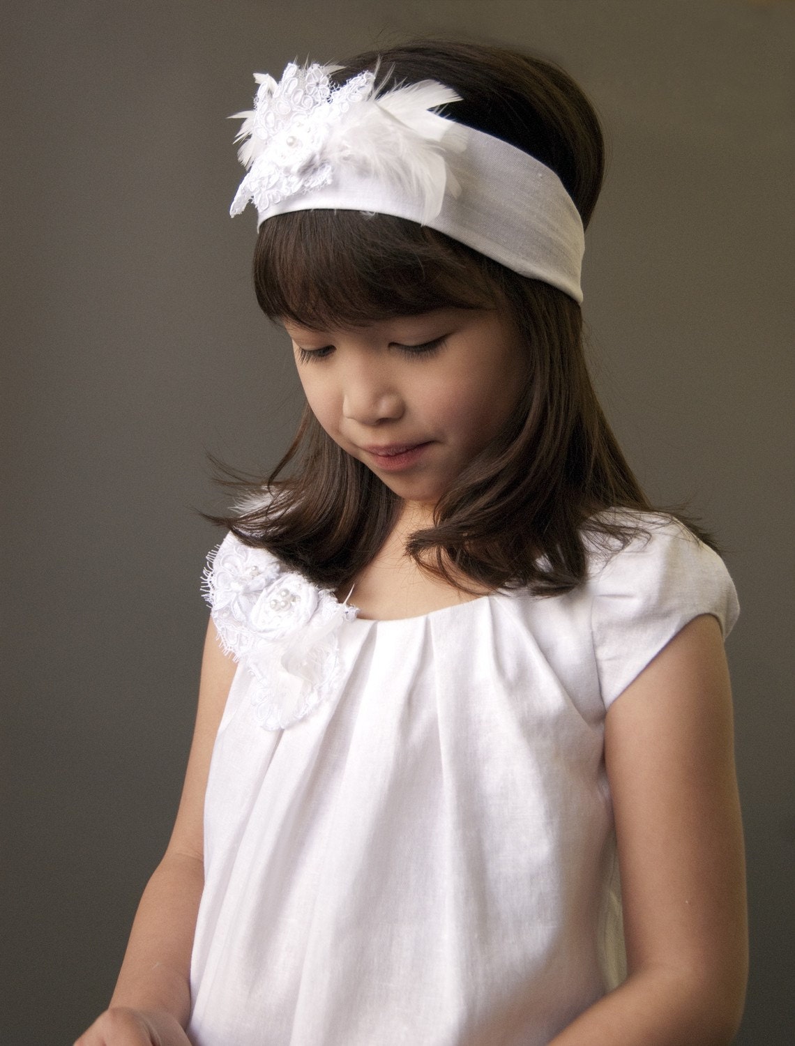Linen Flower Girl Dress, "Kelly-Daydream", retro style, custom size