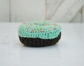 Joy Filled Donut Rattle for Babes - Devil's Food with Mint Glaze, Rainbow Sprinkles