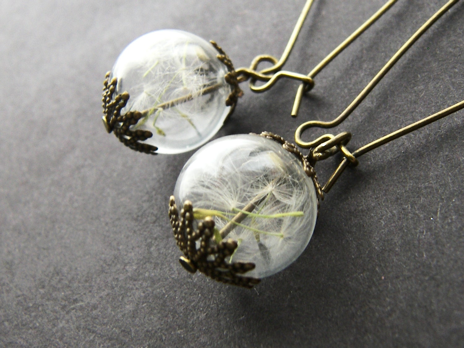 Dandelion Seed Earrings, Hand Blown Glass, Glass Globes, Orb, Eco Friendly, Eco Earrings
