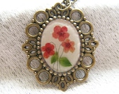 Poppy Cameo Pendant,  Real Flower, Botanical Necklace, Nature, Eco Friendly