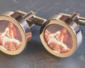Lady of Shallot Evocative Cufflinks from the Painting by John Waterhouse - Romantic Cufflinks for Grooms, Weddings, Birthdays, Anniversaries