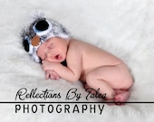Fuzzy OWL Bird  Beanie Hat Newborn Baby Crocheted Unique Photo Prop
