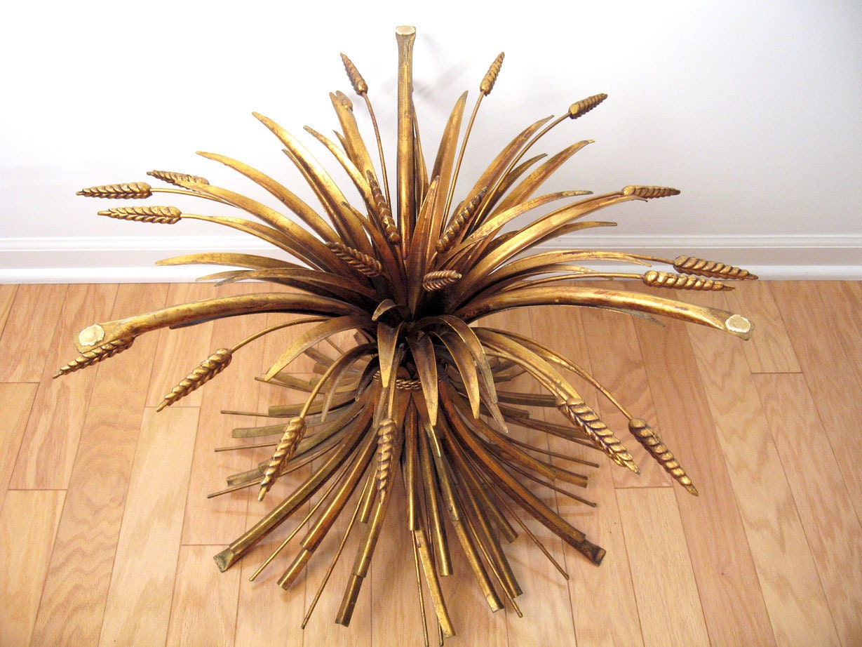 Italian Gilt Sheaf of Wheat Coffee Table - Mid Century Hollywood Regency Style - Decorator Item
