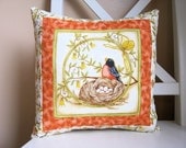Nesting Birds, Accent Pillow, Robin