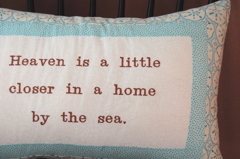 Beach Pillow, Sand Dollar, Nautical, Heaven is closer in a home by the sea