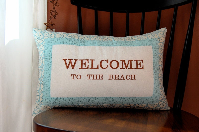 Beach Pillow, Sand Dollar, Nautical, Welcome to the Beach