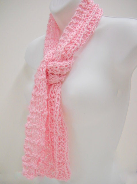 Knit Scarf, Lightweight Scarf, Womens Fashion Scarf, Cotton Knit Scarves,  Pink