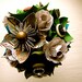 Paper Flower Wedding Bouquet, Green, Teal, Book Pages, Kusudama, Rose