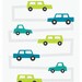Motorway cars print, children nursery decor, kids room, teal & lime: 8x10