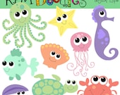 INSTANT DOWNLOAD baby sea creatures digital clipart