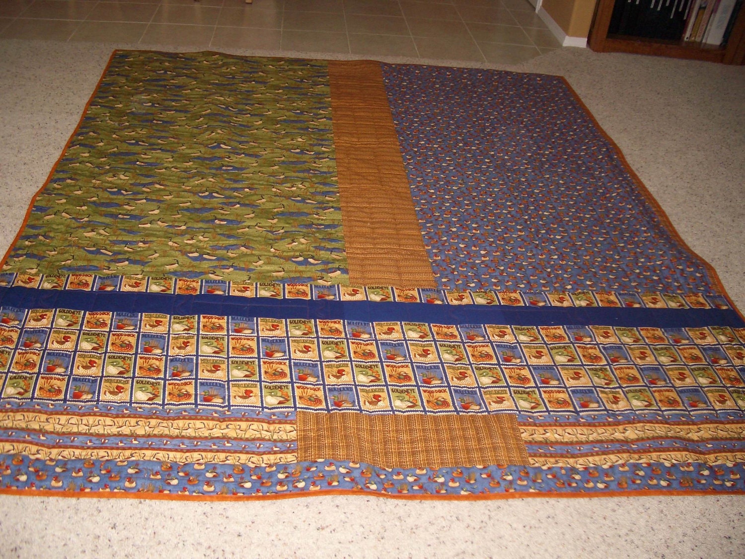 Autumn Quilt with Ducks 82 1/2 X 96 inches