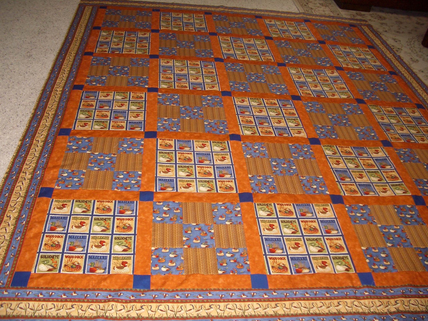 Autumn Quilt with Ducks 82 1/2 X 96 inches