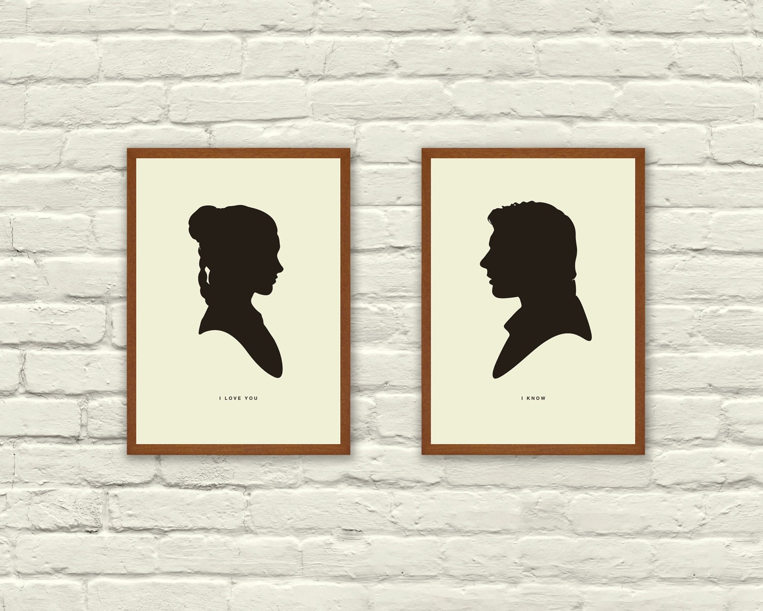 Star Wars, Princess Leia, Han Solo, Silhouette, The Empire Strikes Back, 5 x 7 Art Prints, I LOVE YOU / I KNOW, Modern Poster, Retro Home