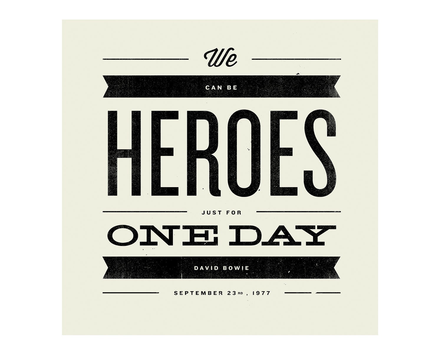 DAVID BOWIE Inspired, Heroes Lyric Poster - 8 x 8 Typography Art Print, Modern Poster, Retro Home, Vintage, Rock Music