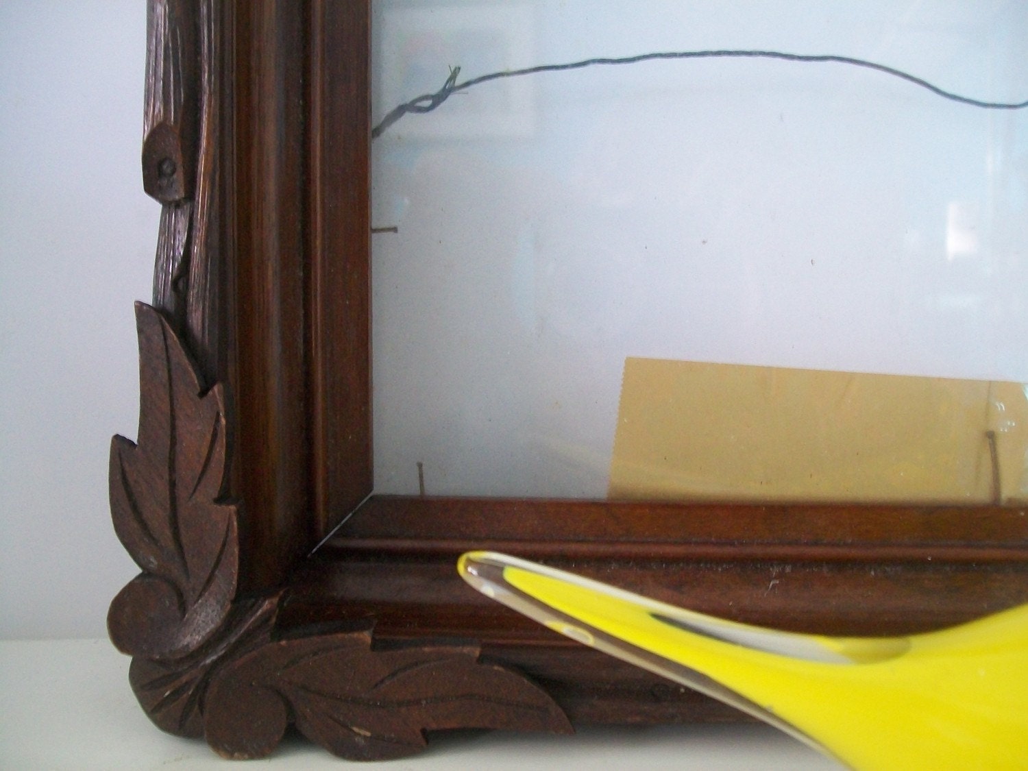 Chestnut Brown Carved Antique Wooden Leaf Frame