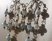 Aquamarine Chandelier Earrings - Blue Gemstones  Infinity Symbol Large Chandelier Earrings