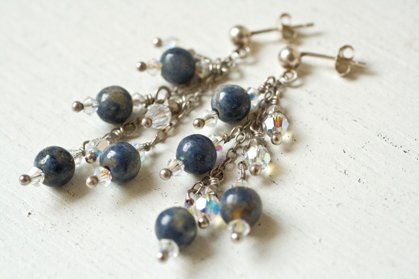 Sapphire Dangle Earrings - Boho Chic Natural Gemstone Jewelry September Birthstone