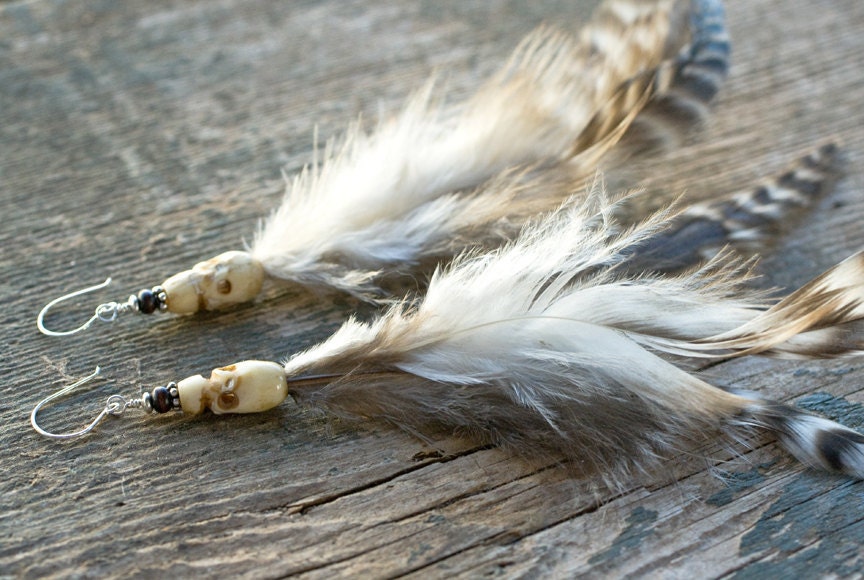 Tribal Feather Earrings /  Native American Inspired Rustic Neutral Boho Chic Summer Fashion Gift For Her