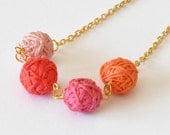 Gold Bubble Necklace Bib Statement Textile Necklace Pink Summer Fashion Accessories Bohemian Colorful Jewelry