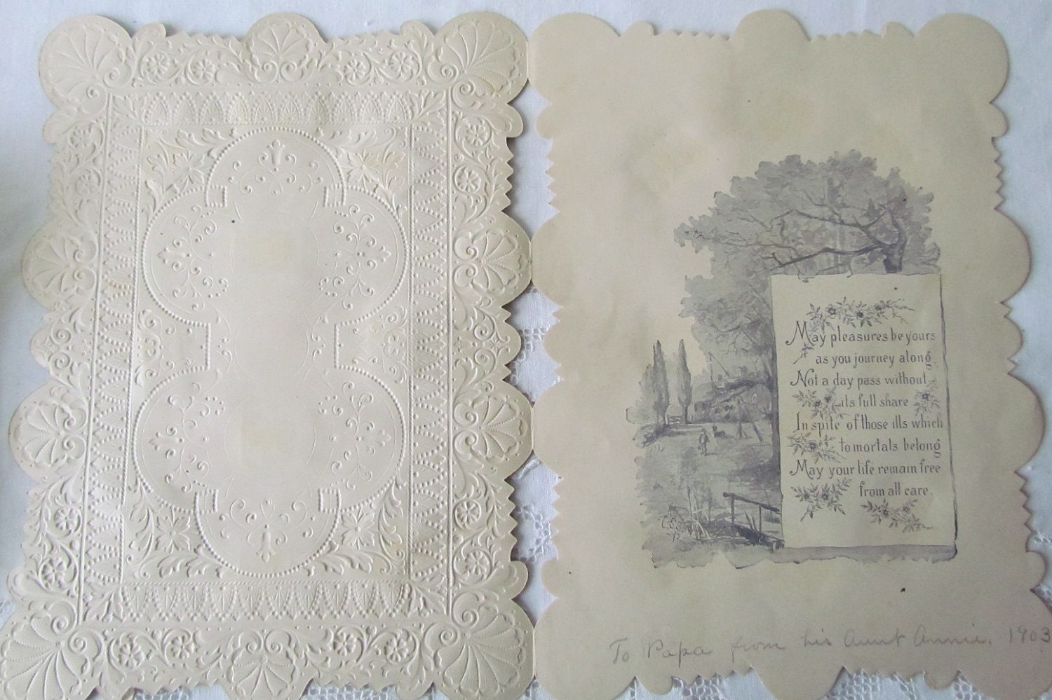 Antique Victorian Valentine Card Lacey Layer Die cuts message inside