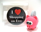 I Love (Heart) Shopping on Etsy - Wood Magnet