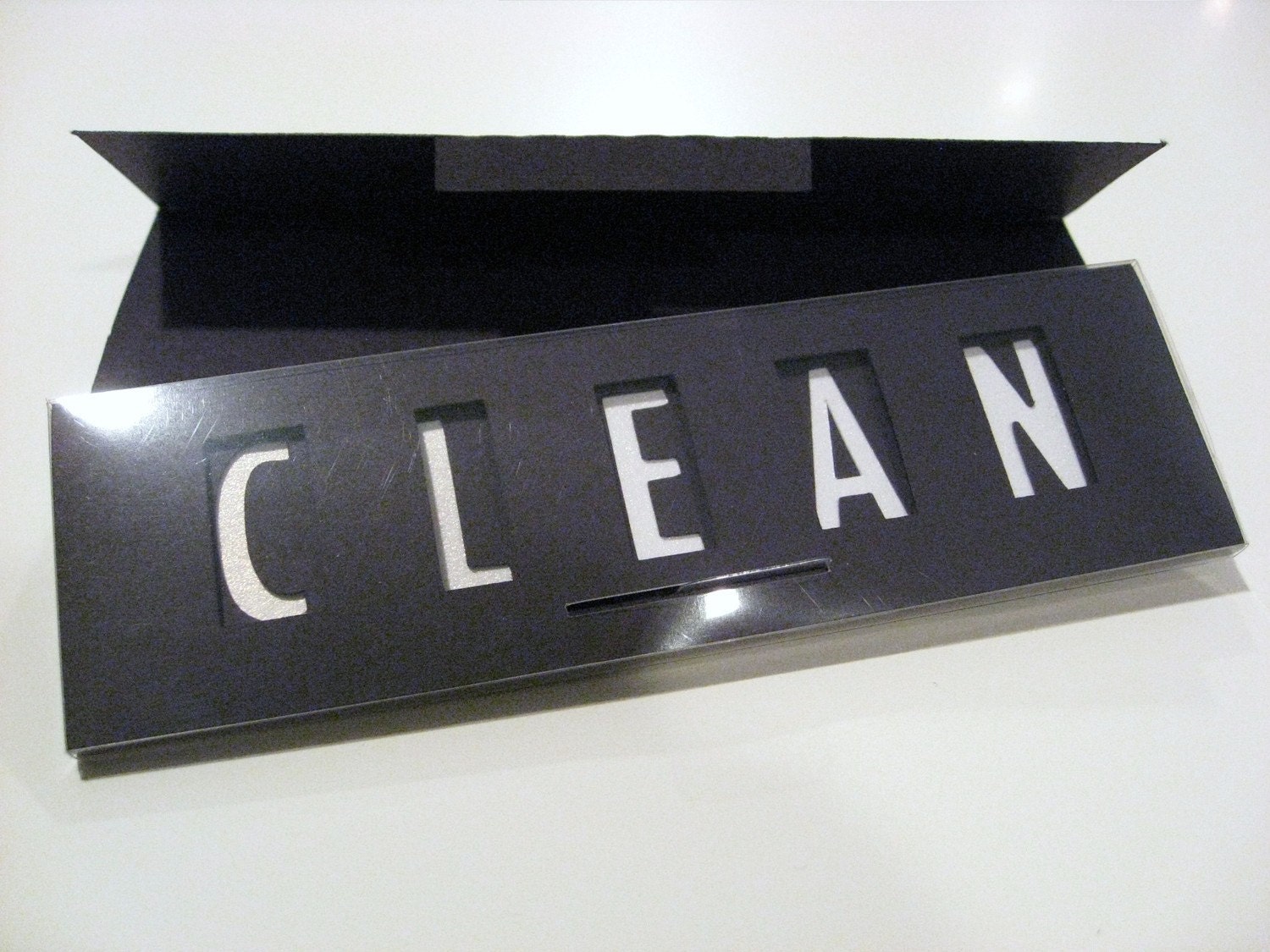 Clean Dirty Dishwasher Magnet Sign (black with bright white type)