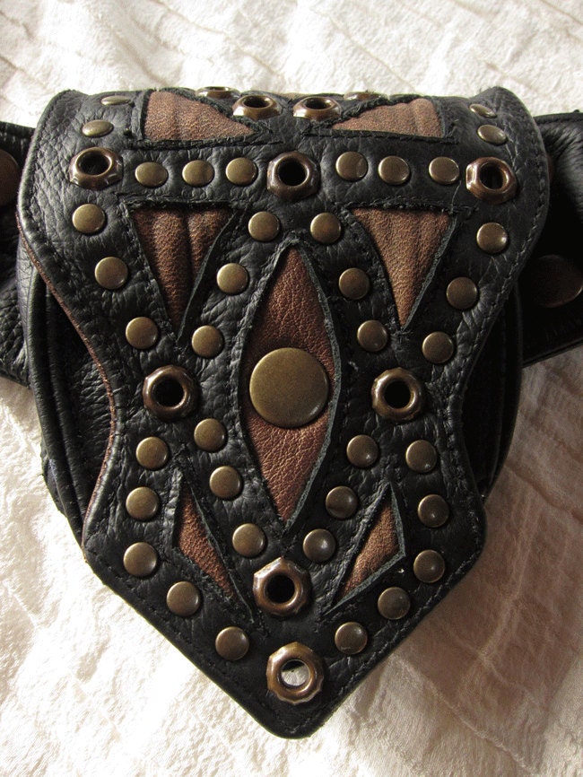 Tribal Leather Brass Ring Utility Belt