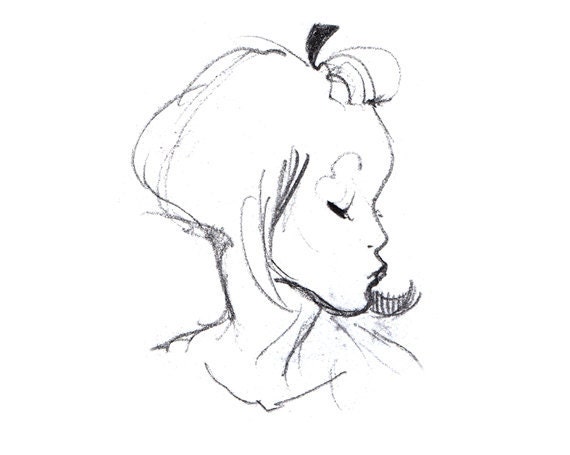 Black Pencil Kiss Drawing - print 8x11.5 inch (21x29.5 cm)