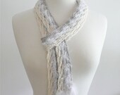 skinny scarf in cloud white - crochet lattice