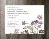 Printable Wedding Invitation - Flowers Purple and Green