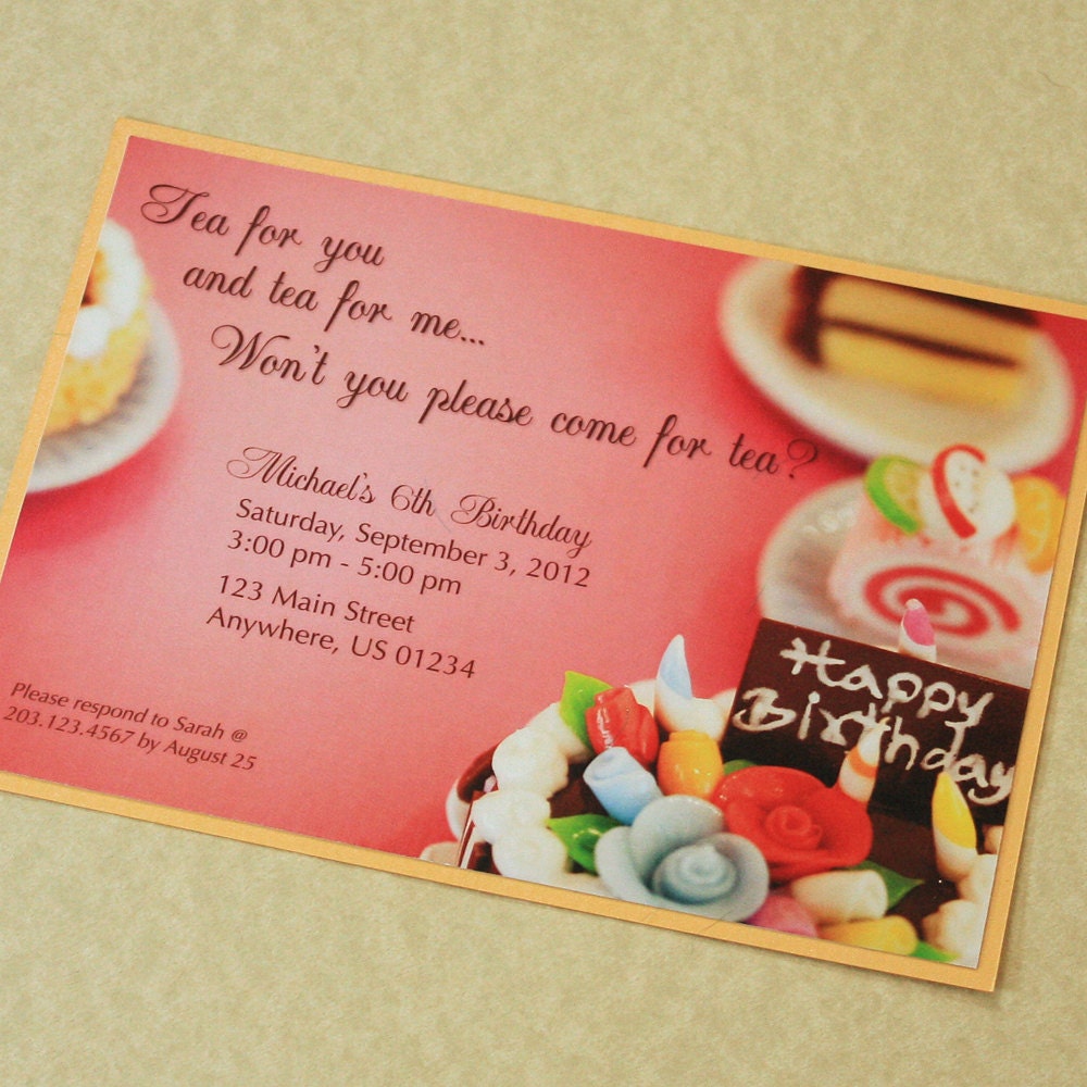 Tea Party Birthday Invitation, Deposit